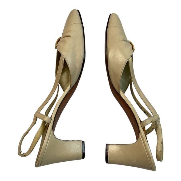 Delman Women’s Vintage Ivory slingback pumps Shoes . Size 9 - Picture 6 of 15